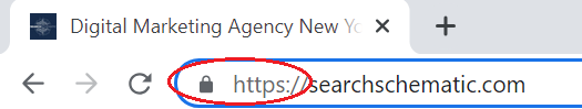 Screenshot of SearchSchematic.com showing a lock icon in the address bar, indicating the website is secure.